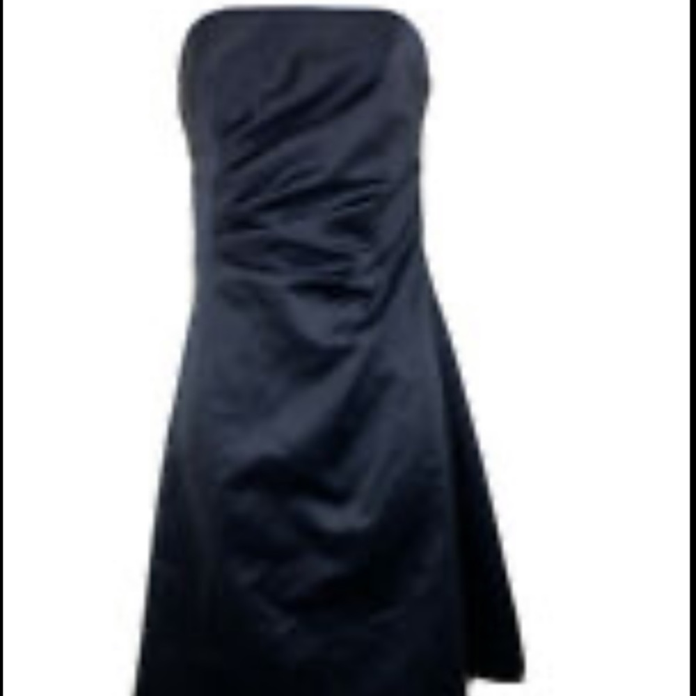 Robin Jordan Black Satin Strapless Cocktail Dress